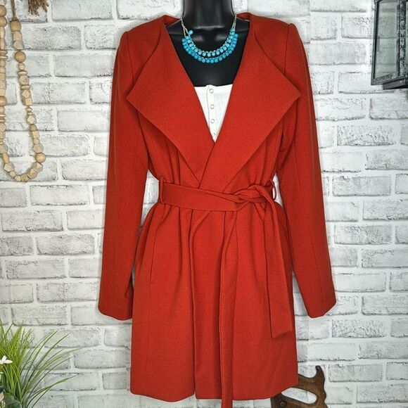 The Limited Burnt Orange Knit Long Jacket Coat Size Small - Picture 2 of 9